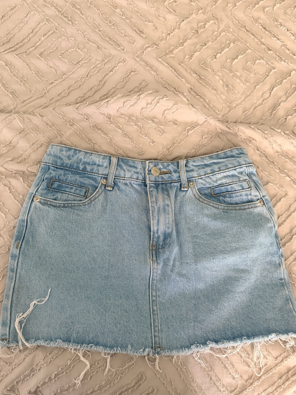 Edikted Light Blue Denim Mini Skirt